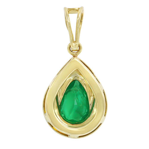 Pendentif Pendentif poire en or jaune, émeraude et diamants 58 Facettes OC-64700215