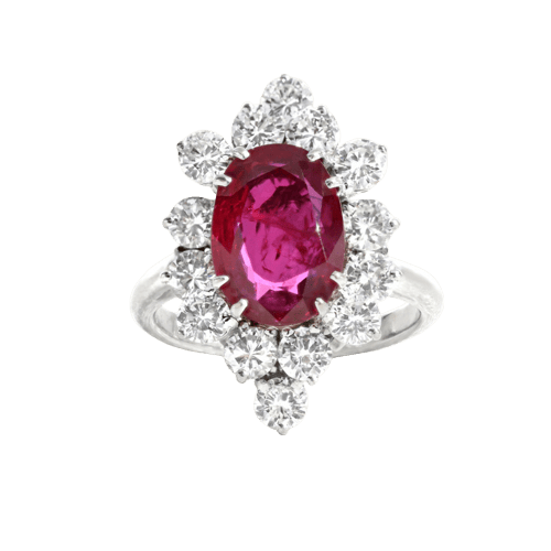 Bague en or blanc avec rubis du Siam et diamants