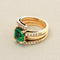 Bague 53 Bague triple anneaux en or jaune émeraude de Colombie et diamants 58 Facettes OC-61300087