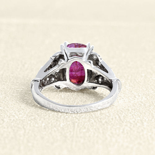 Bague Bague Or Gris, Rubis Non Chauffé et Diamants 58 Facettes OC-61200080