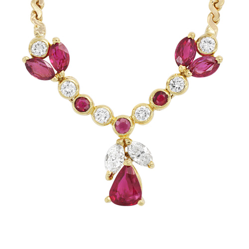 Collier Collier en or jaune, rubis et diamants 58 Facettes OC-63700135