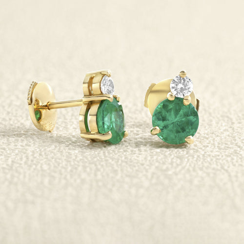 Boucles d'oreilles Boucles d'oreilles en or jaune 18 carats, émeraudes et diamants 58 Facettes OC-66300077