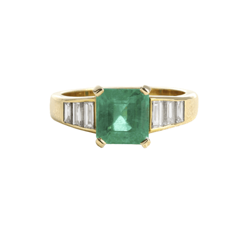 Bague 55 Bague en or jaune, émeraude et diamants 58 Facettes OC-61300086