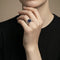 Bague 61 Bague grille en or gris et saphir 58 Facettes 61A00018