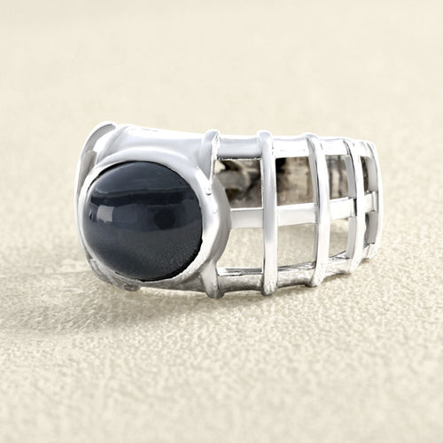 Bague 61 Bague grille en or gris et saphir 58 Facettes 61A00018