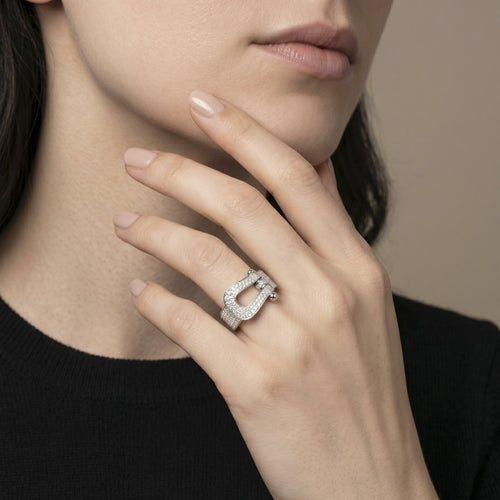 Bague 52 Fred Force 10 - Bague Grand Modèle en or blanc et diamants 58 Facettes 61E00487
