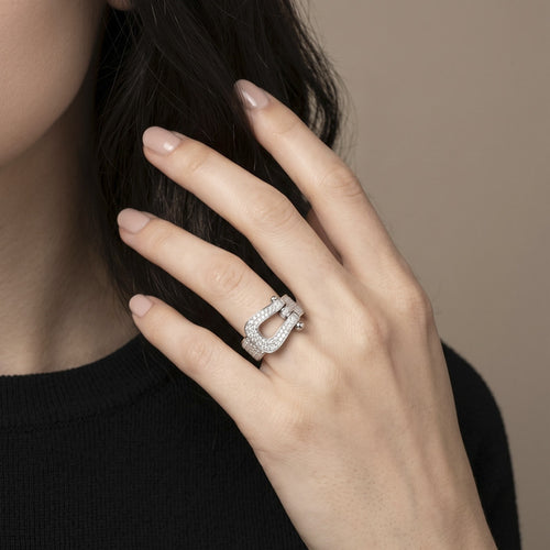 Bague 52 Fred Force 10 - Bague Grand Modèle en or blanc et diamants 58 Facettes 61E00487
