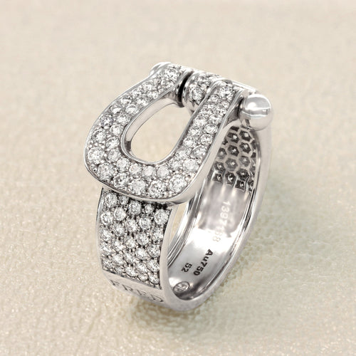 Bague 52 Fred Force 10 - Bague Grand Modèle en or blanc et diamants 58 Facettes 61E00487