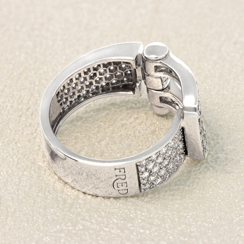 Bague 52 Fred Force 10 - Bague Grand Modèle en or blanc et diamants 58 Facettes 61E00487