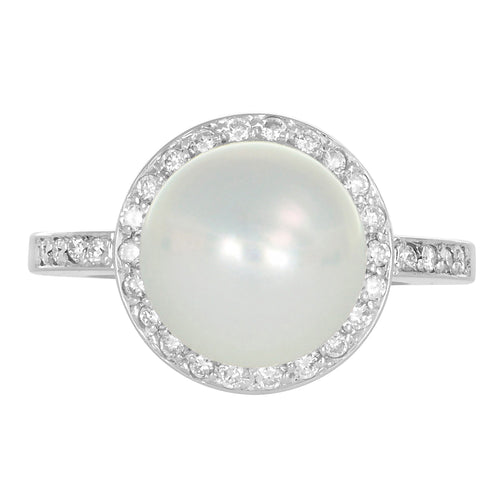 Bague 54 Bague en or gris, perle et diamants 58 Facettes 61400032
