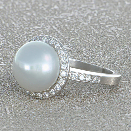 Bague 54 Bague en or gris, perle et diamants 58 Facettes 61400032