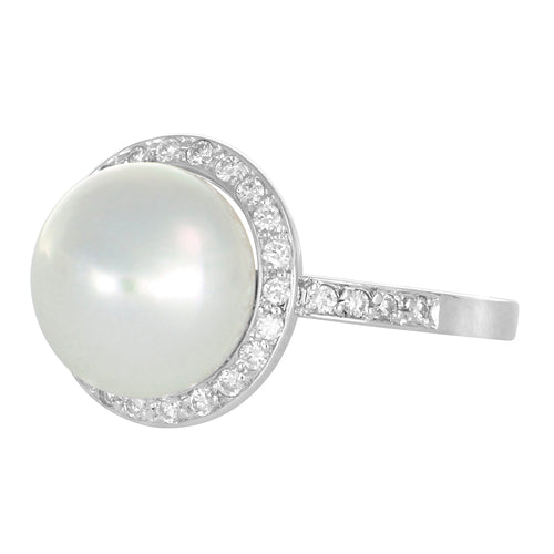 Bague 54 Bague en or gris, perle et diamants 58 Facettes 61400032