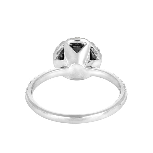 Bague 54 Solitaire - Bague en or gris et diamants blancs/noirs 58 Facettes 31E00644