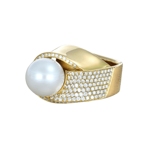 Bague 49 Bague en or rose avec perle d’Australie et diamants 58 Facettes 61400023