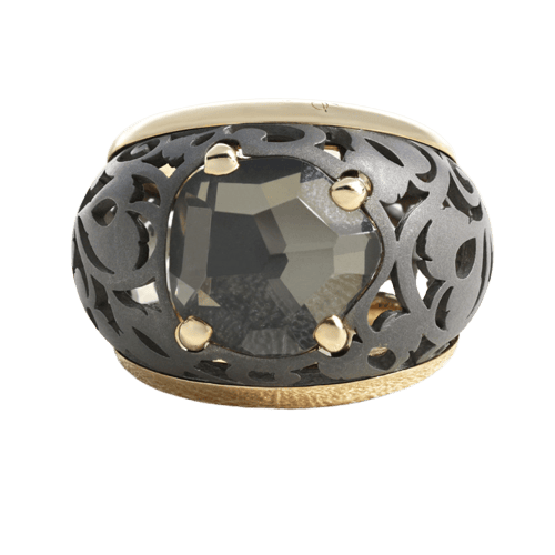Bague 53 Pomellato Arabesque - Bague en or rose et quartz fumé 58 Facettes 61G00104