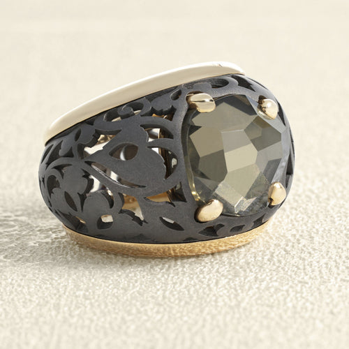 Bague 53 Pomellato Arabesque - Bague en or rose et quartz fumé 58 Facettes 61G00104