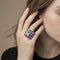 Bague 53 Bague carrée en or gris 18 carats avec améthyste et diamants 58 Facettes 61G00037