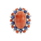 Bague 55 Bague en or gris, corail, saphir et diamants 58 Facettes 61E00408