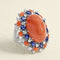 Bague 55 Bague - Corail, saphir et diamants en or gris 750 58 Facettes 61E00408