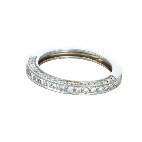 Bague 55 Alliance - Bague en or gris et diamants 58 Facettes 61E00464