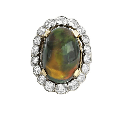 Bague 54 Pompadour - Bague en or gris, opale et diamants 58 Facettes 61G00056