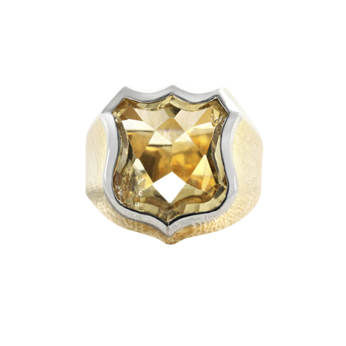Chevalière Écu en or jaune et citrine