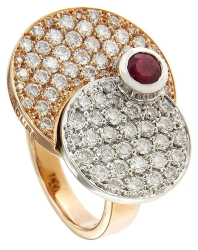 Bague 53 Alain Roure - Bague bicolore en or rose et blanc, rubis et diamants 58 Facettes OC-61E00496