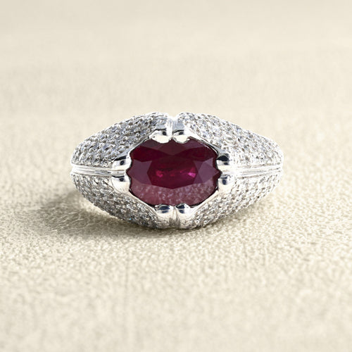 Bague 53 Bague en or blanc, rubis et diamants 58 Facettes 61200005