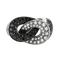 Bague en or gris, diamants blancs et noirs