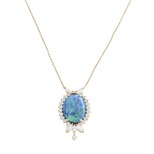 Pendentif Pendentif en or jaune, opale bleue d’Australie et diamants 58 Facettes 64700138