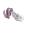 Bague en or gris avec perle et saphirs roses