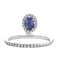 Bague en or blanc, saphir bleu et diamants