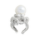Bague pieuvre en or blanc, perle et diamants