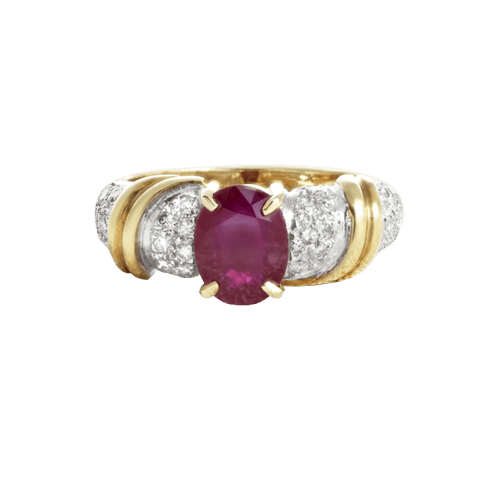 Bague 51 Bague en or jaune, rubis et diamants 58 Facettes 61600002