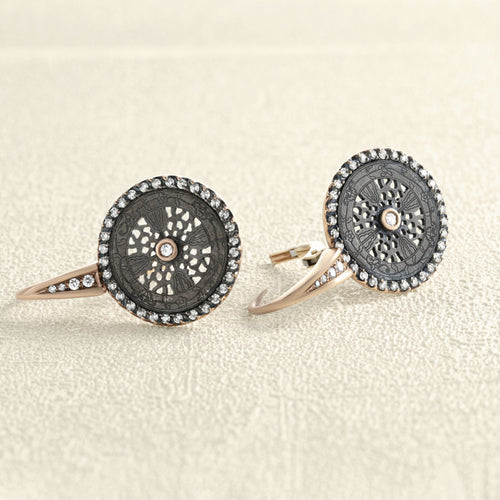 Boucles d'oreilles Alesia - Boucles d'oreilles en or rose 18 carats et diamants 58 Facettes 66000218