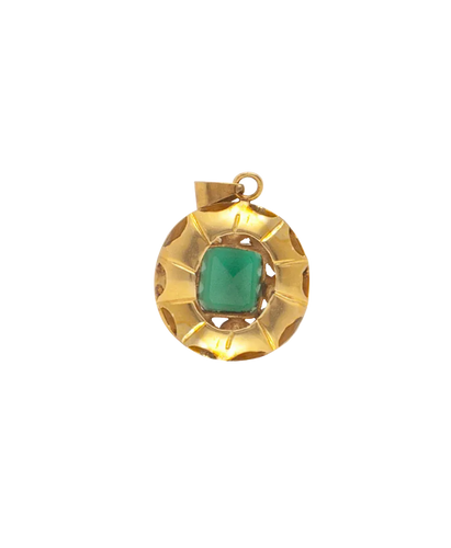 Pendentif Pendentif en or jaune 18K avec émeraude 2,95 ct et 10 perles 58 Facettes BO220248/CHARMEDEPOQUE