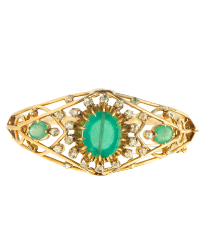 Bracelet ZINA - Bracelet jonc rigide en or jaune 18 carats, diamants et émeraudes 58 Facettes BO220349/ZINA