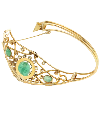 Bracelet ZINA - Bracelet jonc rigide en or jaune 18 carats, diamants et émeraudes 58 Facettes BO220349/ZINA