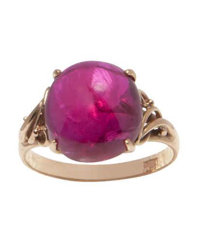 Bague 52 Grandeur - Bague solitaire en or rose 18K avec rubis cabochon 58 Facettes BO230428/GRANDEUR