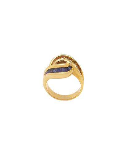 Bague 55 Bague en or jaune 18 carats saphirs en rail et diamants 58 Facettes BO220718/SAPHIRSENRAIL