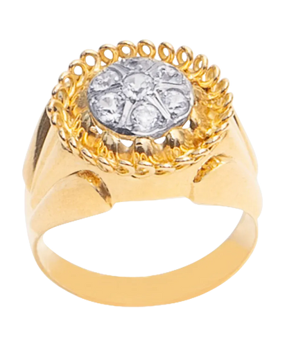 Bague 54 Lueur - Bague dôme en or jaune et blanc 18 carats et diamants 58 Facettes BO220310/LUEUR