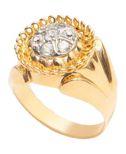 Bague 54 Lueur - Bague dôme en or jaune et blanc 18 carats et diamants 58 Facettes BO220310/LUEUR
