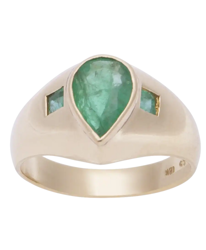 Bague 61 Bague épaulée poire émeraude en or jaune 18 carats 58 Facettes BO210282/ÉMERAUDEENPOIRE