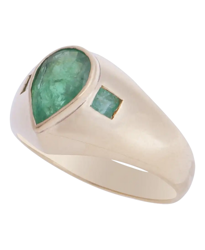 Bague 61 Bague épaulée poire émeraude en or jaune 18 carats 58 Facettes BO210282/ÉMERAUDEENPOIRE