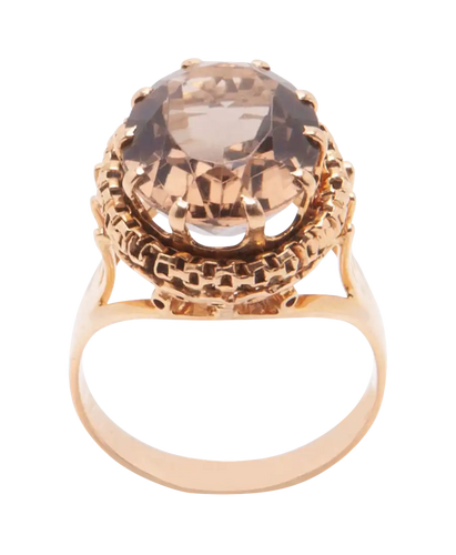 Bague 52 Lumineuse - Bague cocktail en or rose 18 carats et quartz ambré 58 Facettes BO200021/LUMINEUSE