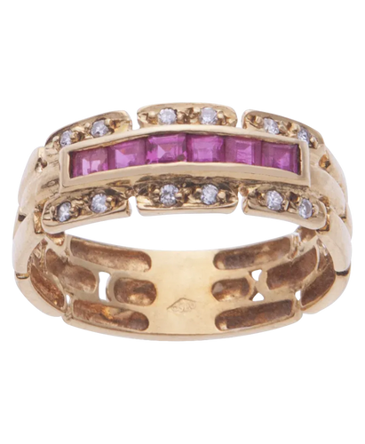 Bague 51 Briques de Saphirs Roses - Bague pavée en or rose 18 carats 58 Facettes BO210016/BRIQUEDESAPHIRSROSES
