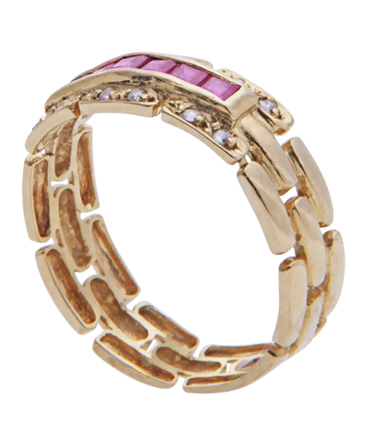 Bague 51 Briques de Saphirs Roses - Bague pavée en or rose 18 carats 58 Facettes BO210016/BRIQUEDESAPHIRSROSES