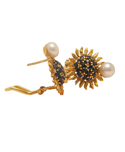Boucles d'oreilles Boucles d’oreilles tournesols Art nouveau en or jaune 18K et saphirs 58 Facettes BO220433/TOURNESOLS