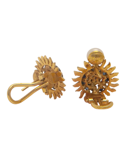 Boucles d'oreilles Boucles d’oreilles tournesols Art nouveau en or jaune 18K et saphirs 58 Facettes BO220433/TOURNESOLS