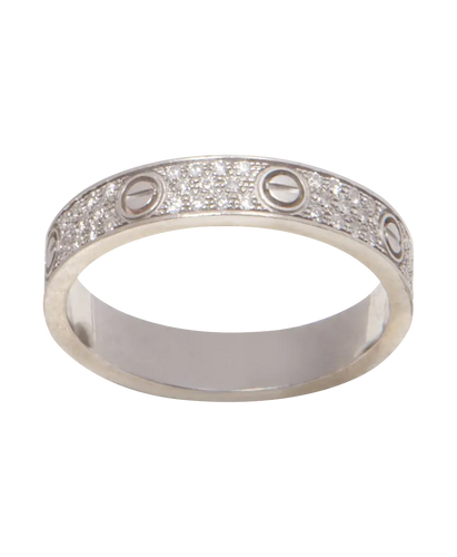 Bague 58 Cartier Love - Alliance pavée en or blanc 18 carats et diamants 58 Facettes BO230553/BAGUELOVEPAVÉECARTIER